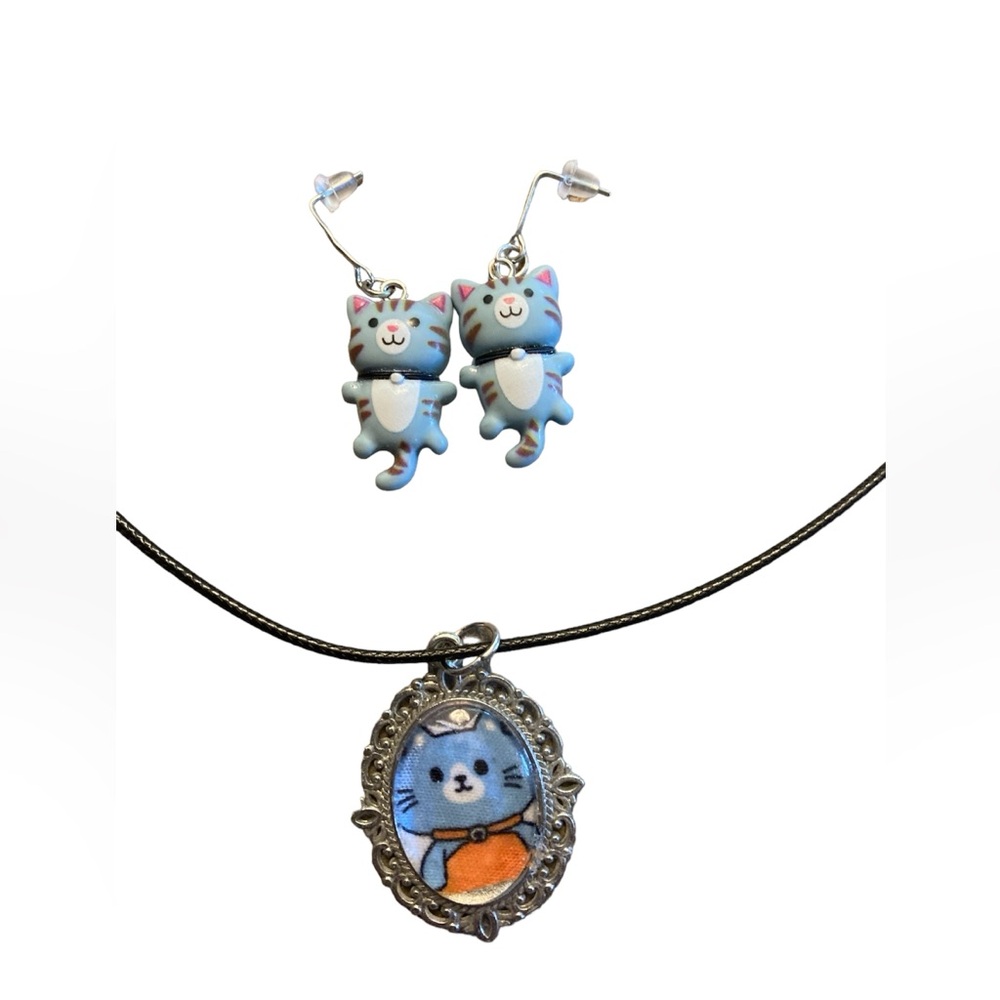 New cute 3-D cat jewelry set